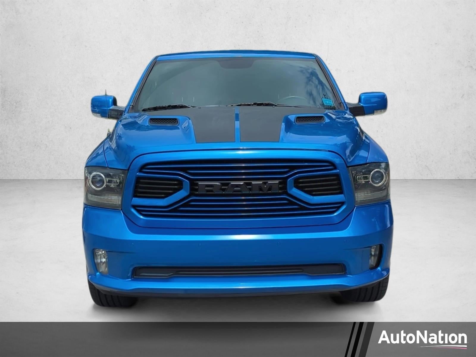 2018 RAM 1500 Sport 4x2 Crew Cab 5'7" Box *Ltd Avail* in Hydro Blue Pearlcoat — front three-quarter view