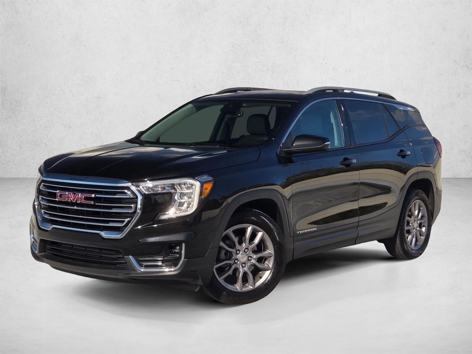 2022 GMC Terrain FWD SLT in Ebony Twilight Metallic — front three-quarter view